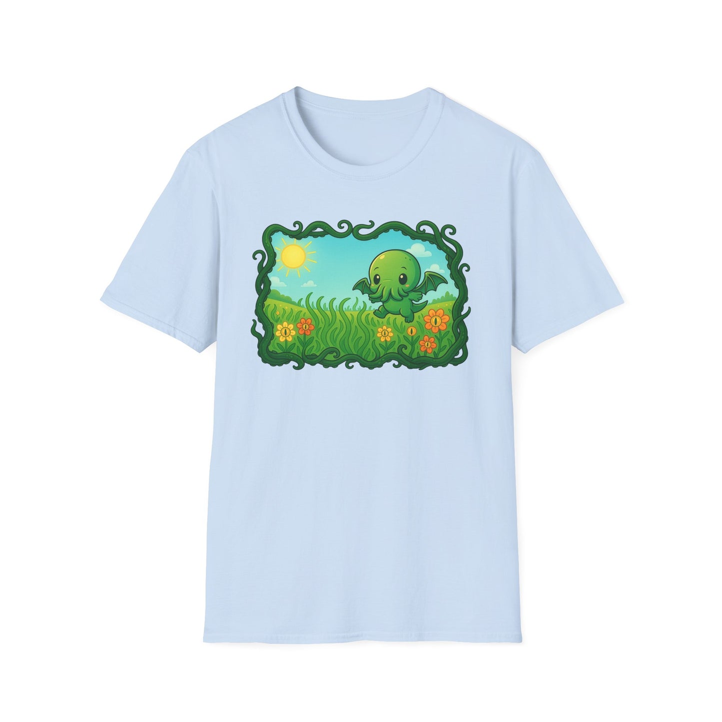 Kawaii Cthulhu Meadow Unisex Tee - Cute Eldritch Shirt