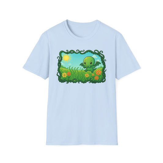 Kawaii Cthulhu Meadow Unisex Tee - Cute Eldritch Shirt