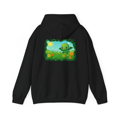 Kawaii Cthulhu Meadow Hoodie - Cute Eldritch Fleece Hooded Sweatshirt