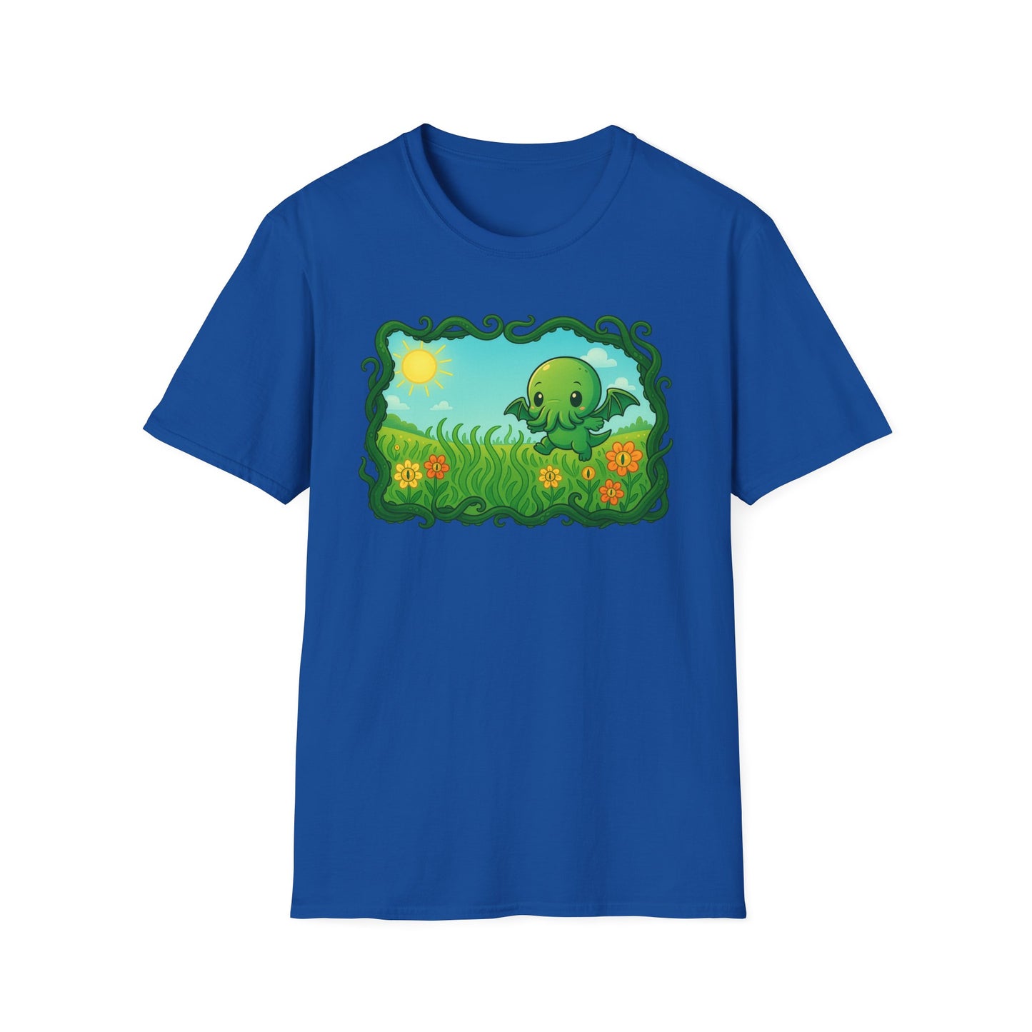 Kawaii Cthulhu Meadow Unisex Tee - Cute Eldritch Shirt
