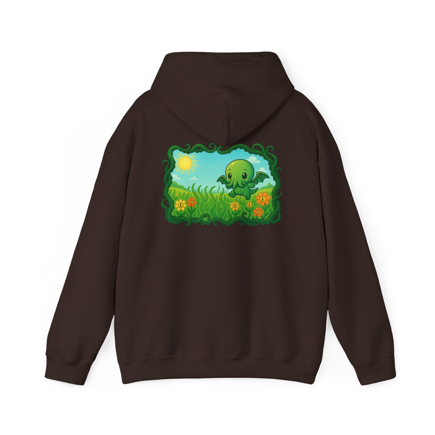 Kawaii Cthulhu Meadow Hoodie - Cute Eldritch Fleece Hooded Sweatshirt