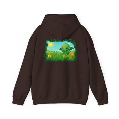 Kawaii Cthulhu Meadow Hoodie - Cute Eldritch Fleece Hooded Sweatshirt