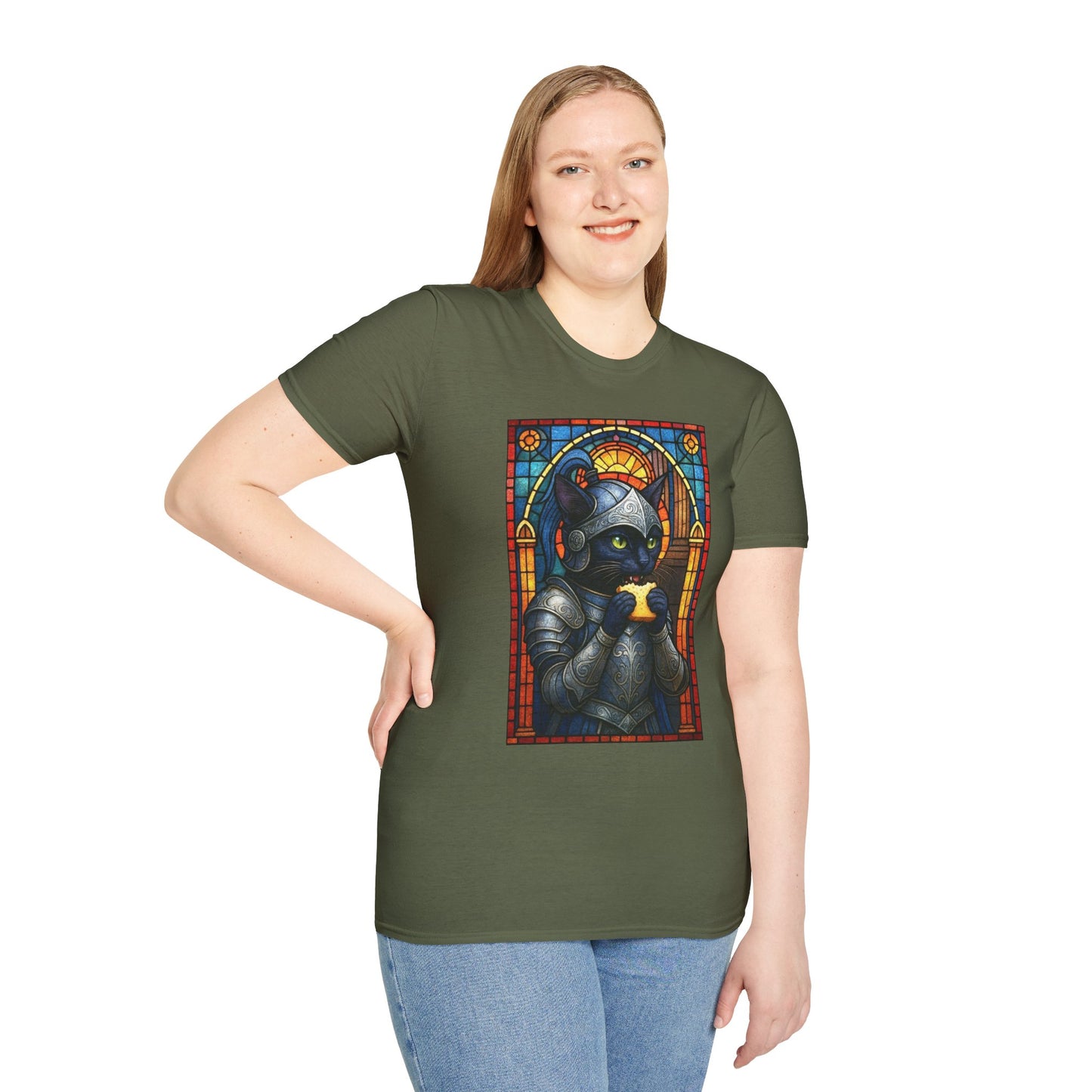 Sandwich Kitty Knight with Stained Glass - Unisex T-Shirt