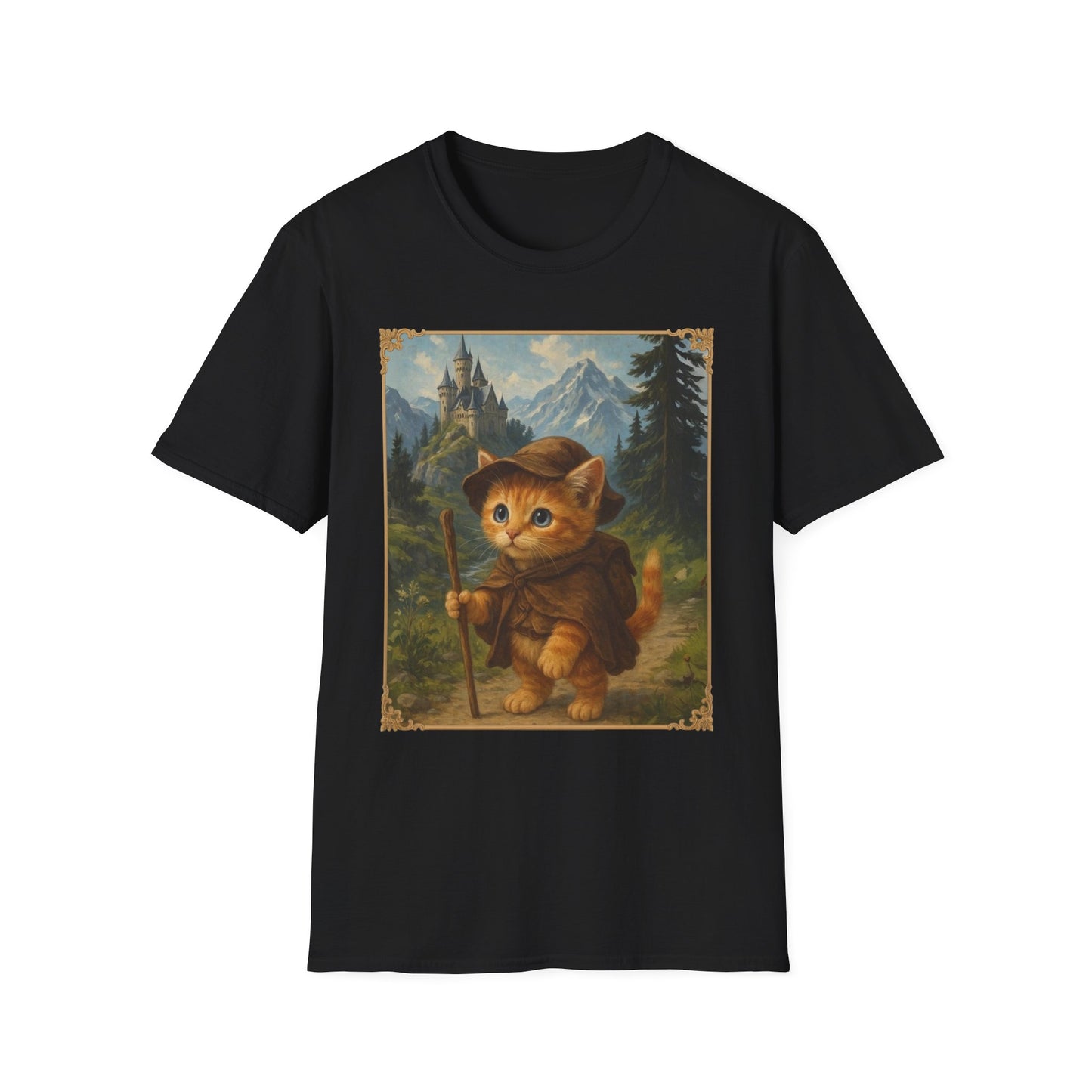 Adventurous Kitten T-Shirt - Fantasy Explorer Cat Shirt, Unisex Cotton Tee
