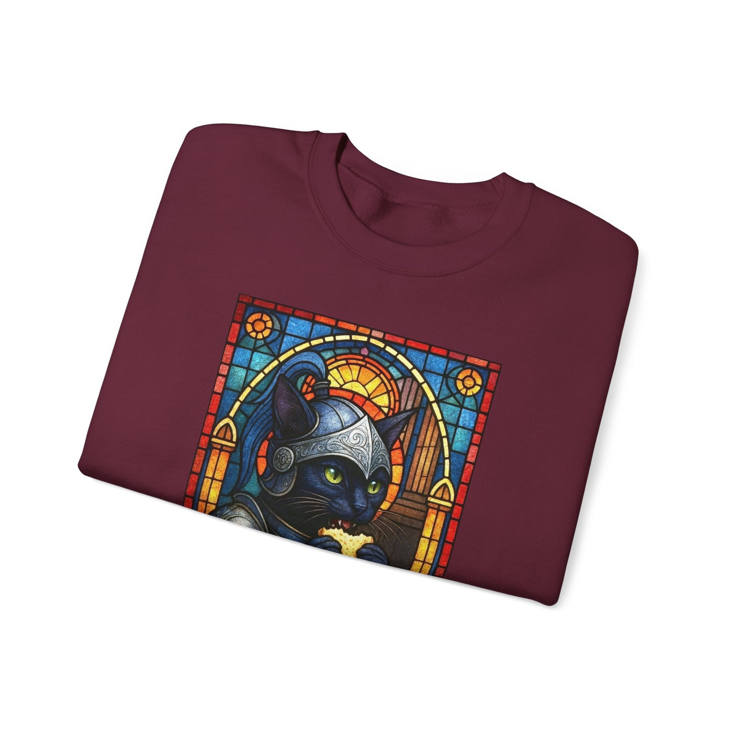 Medieval Knight Cat Stained Glass Sweatshirt
