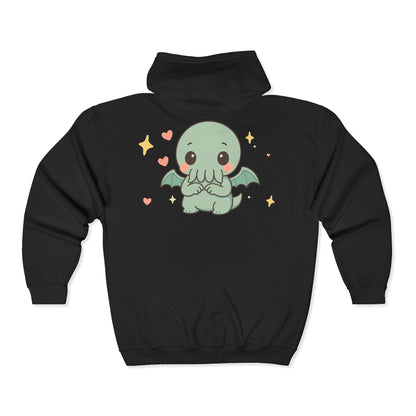 Shy Chibi Cthulhu - Unisex Zip-Up Hoodie