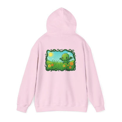 Kawaii Cthulhu Meadow Hoodie - Cute Eldritch Fleece Hooded Sweatshirt
