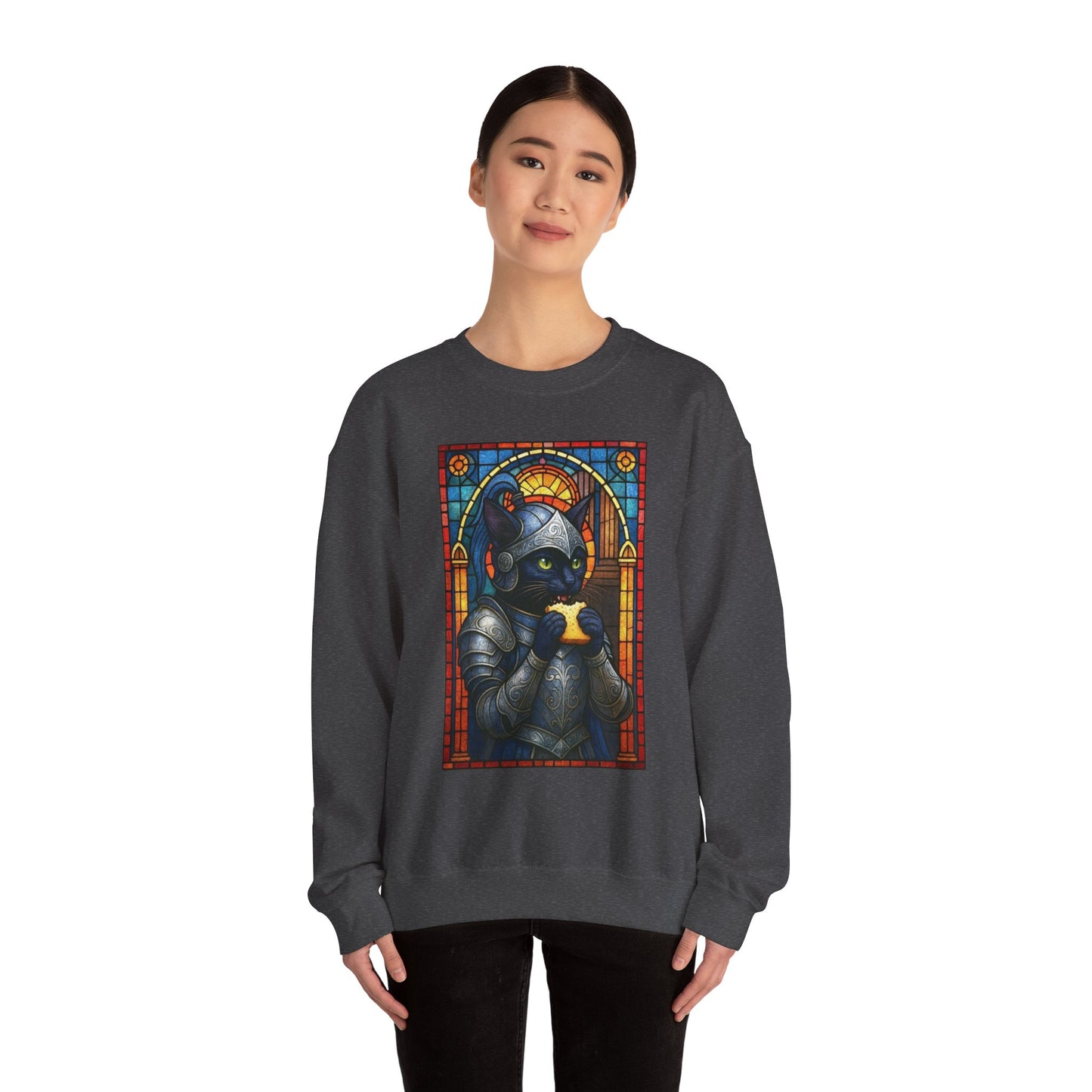 Medieval Knight Cat Stained Glass Sweatshirt