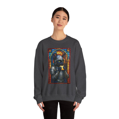 Medieval Knight Cat Stained Glass Sweatshirt