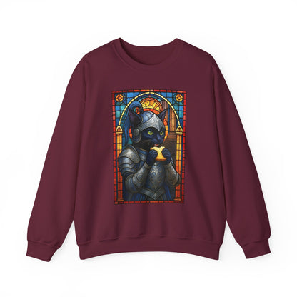 Medieval Knight Cat Stained Glass Sweatshirt
