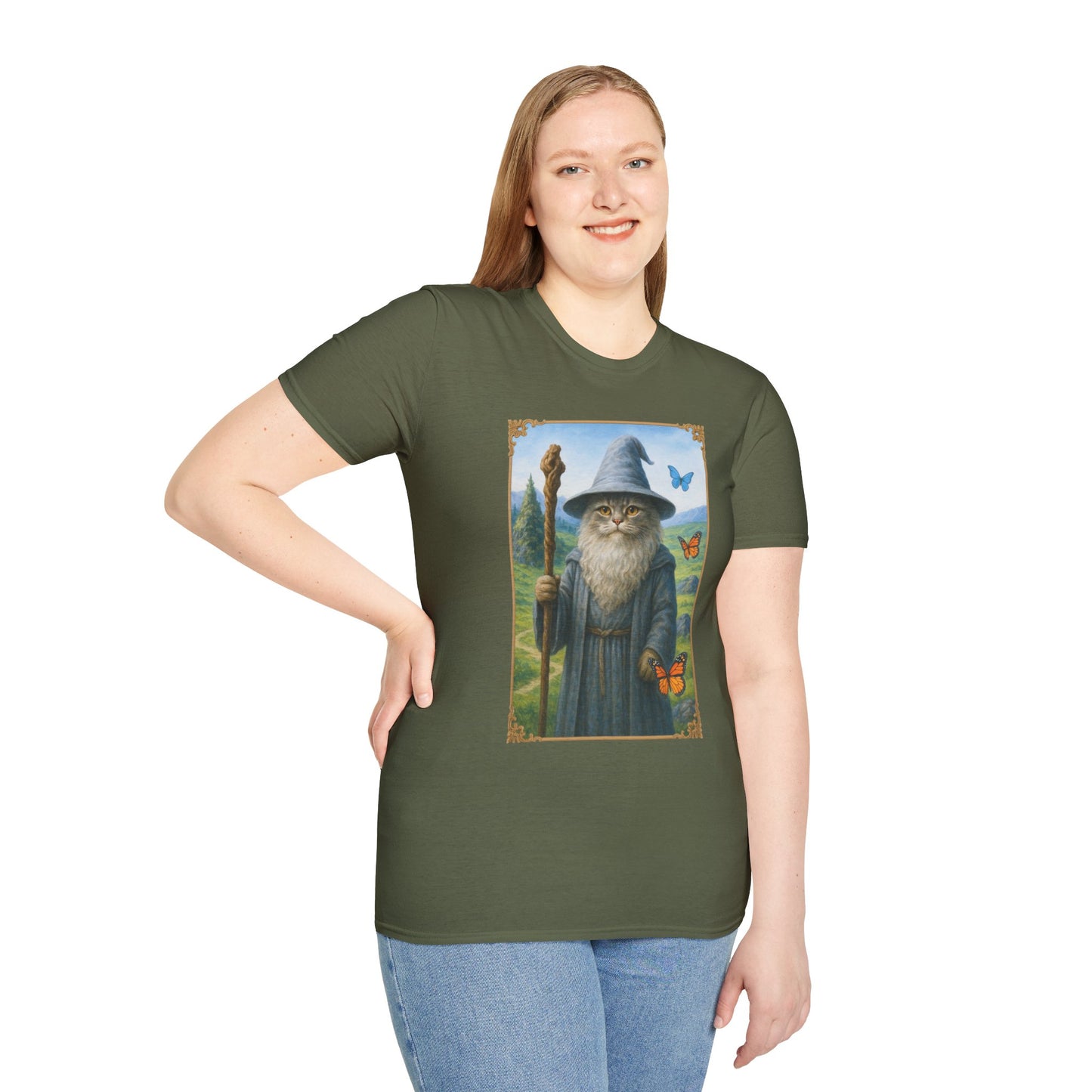 Wizard Kitty T-Shirt - Fantasy Cat Wizard Tee - Cozy Magical Cat Shirt