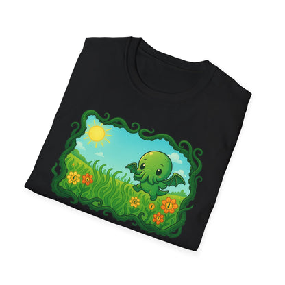 Kawaii Cthulhu Meadow Unisex Tee - Cute Eldritch Shirt