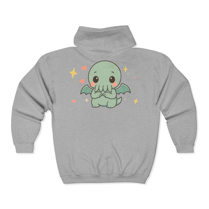 Shy Chibi Cthulhu - Unisex Zip-Up Hoodie