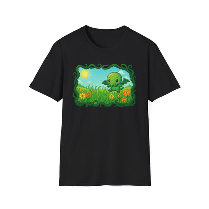 Kawaii Cthulhu Meadow Unisex Tee - Cute Eldritch Shirt