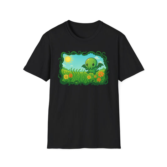 Kawaii Cthulhu Meadow Unisex Tee - Cute Eldritch Shirt