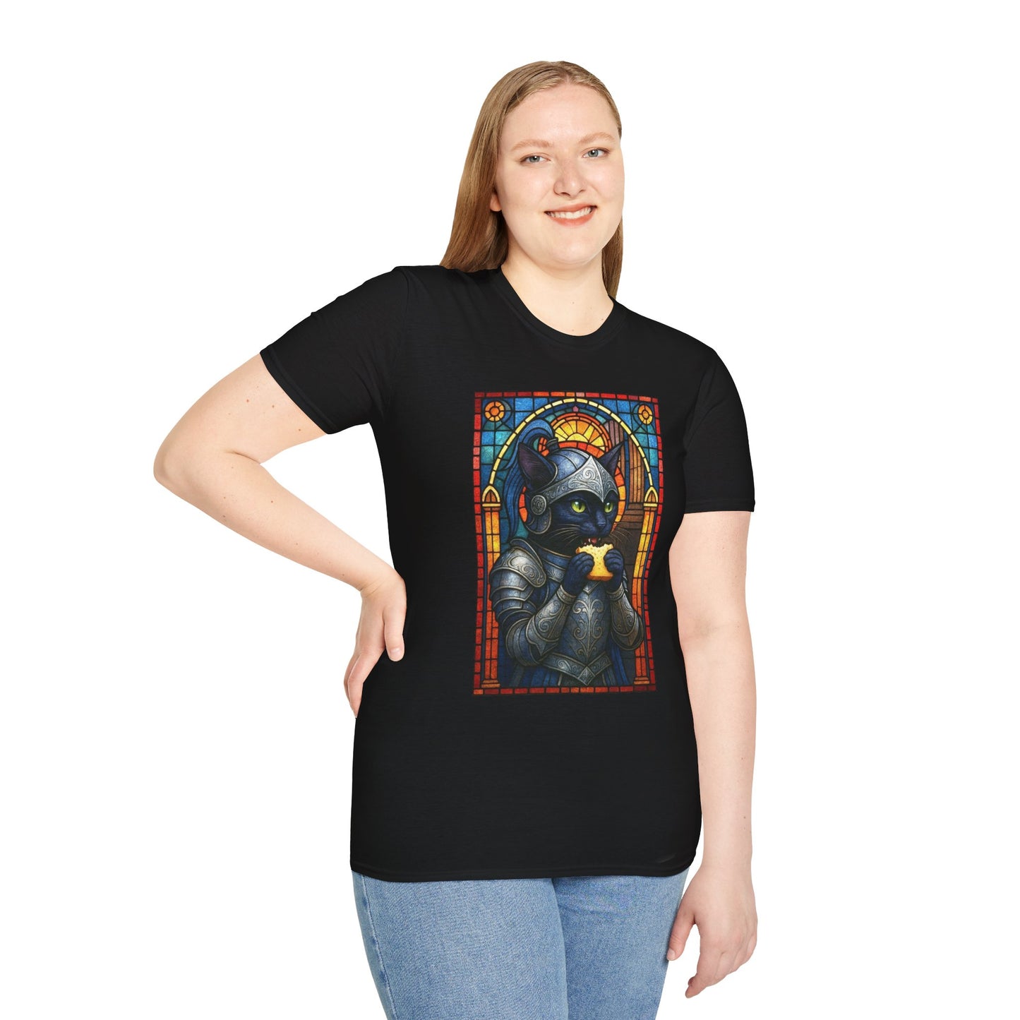 Sandwich Kitty Knight with Stained Glass - Unisex T-Shirt