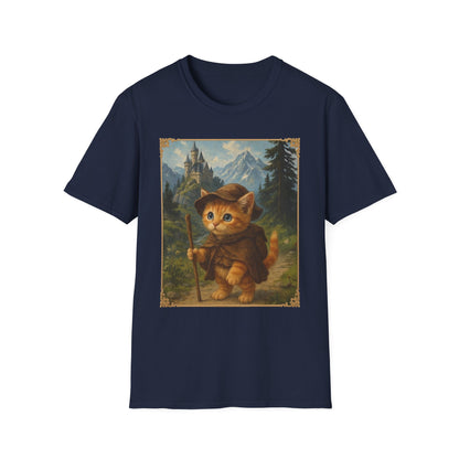 Adventurous Kitten T-Shirt - Fantasy Explorer Cat Shirt, Unisex Cotton Tee