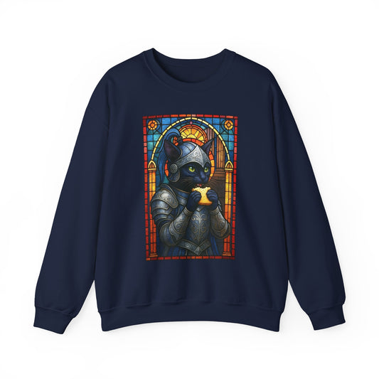 Medieval Knight Cat Stained Glass Sweatshirt
