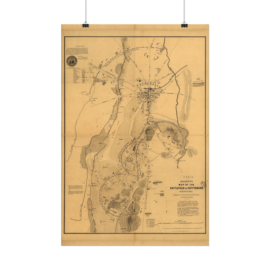 Poster - S. G. Elliott's Burial Map of the Gettysburg Battlefield