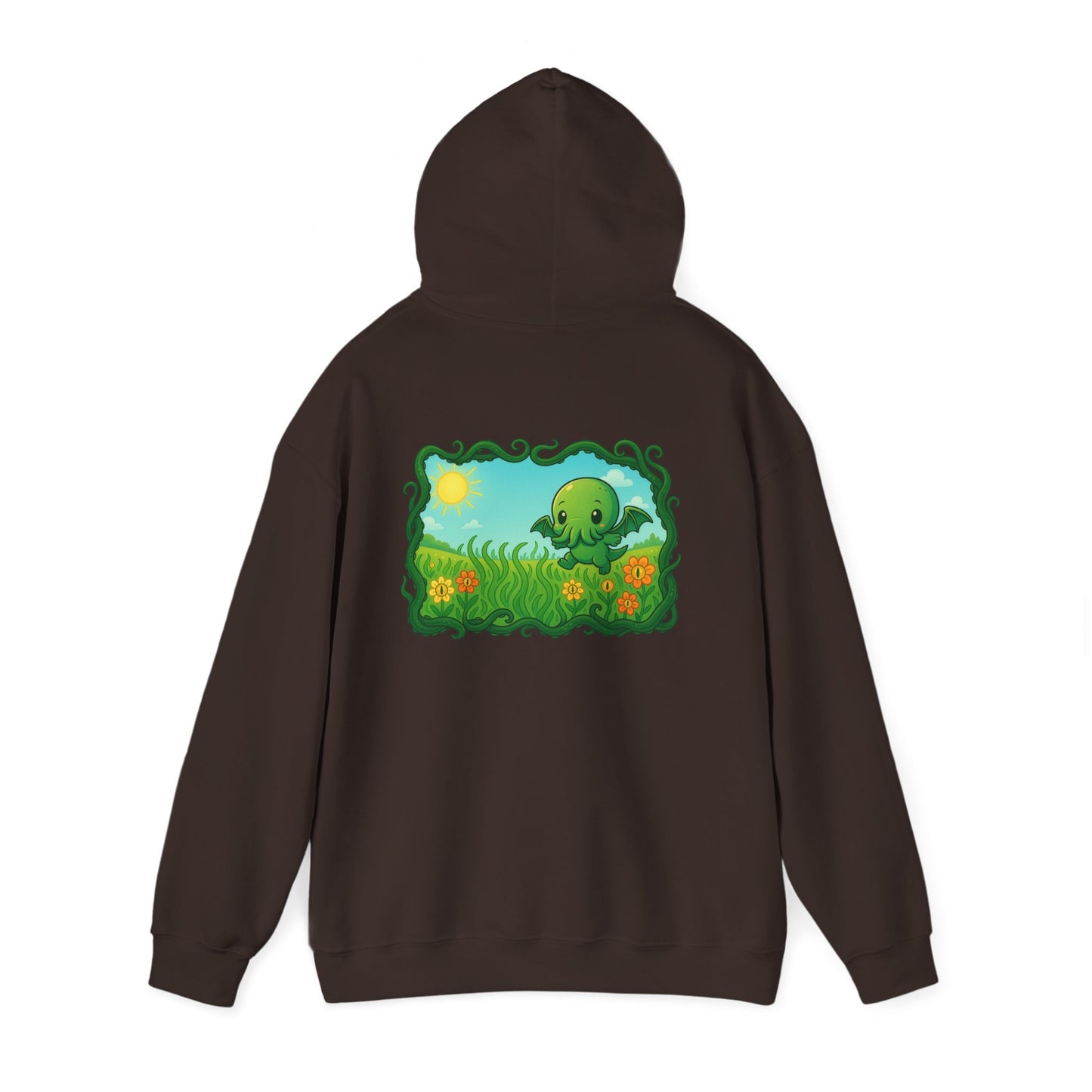 Kawaii Cthulhu Meadow Hoodie - Cute Eldritch Fleece Hooded Sweatshirt
