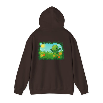 Kawaii Cthulhu Meadow Hoodie - Cute Eldritch Fleece Hooded Sweatshirt