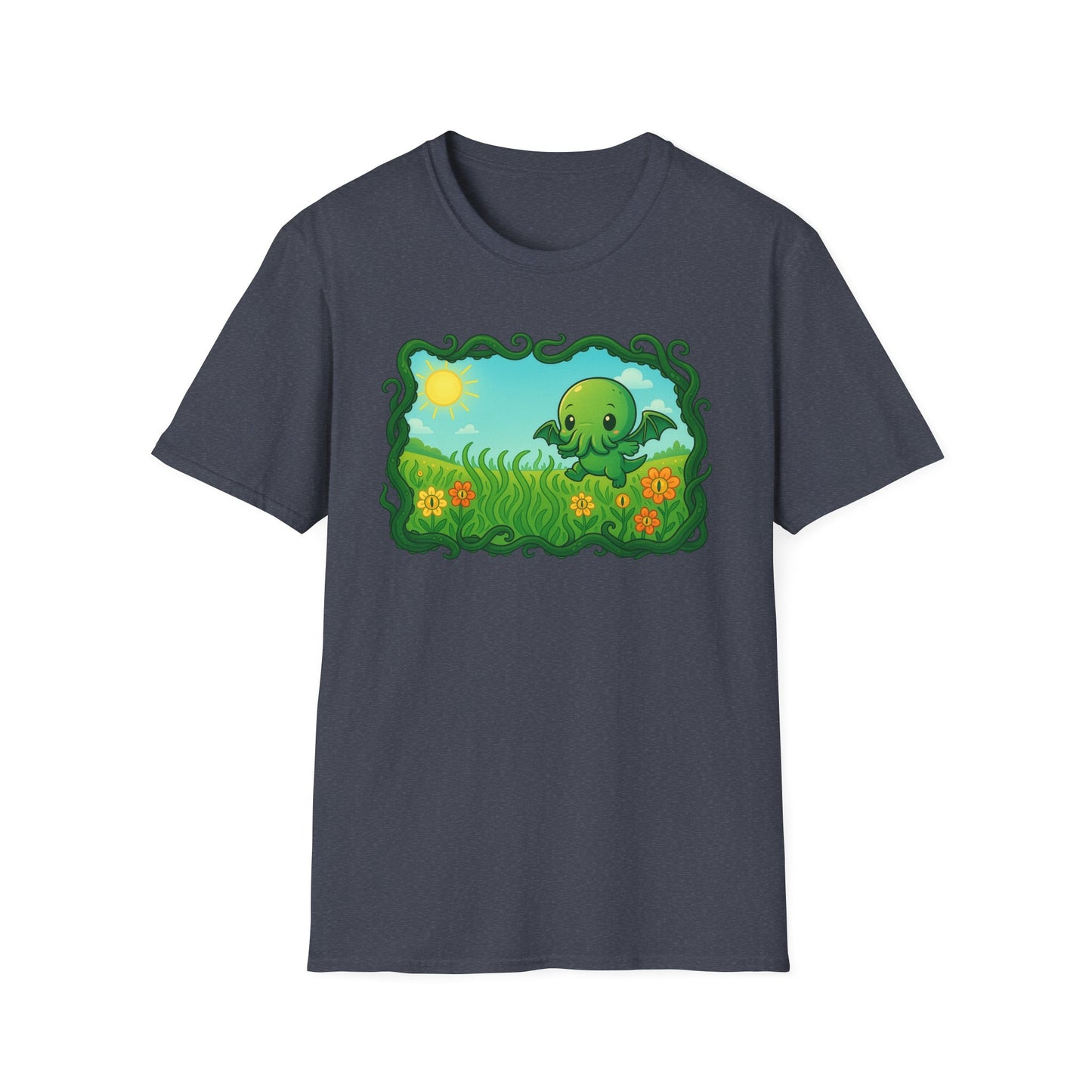 Kawaii Cthulhu Meadow Unisex Tee - Cute Eldritch Shirt