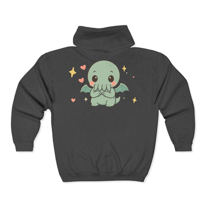 Shy Chibi Cthulhu - Unisex Zip-Up Hoodie
