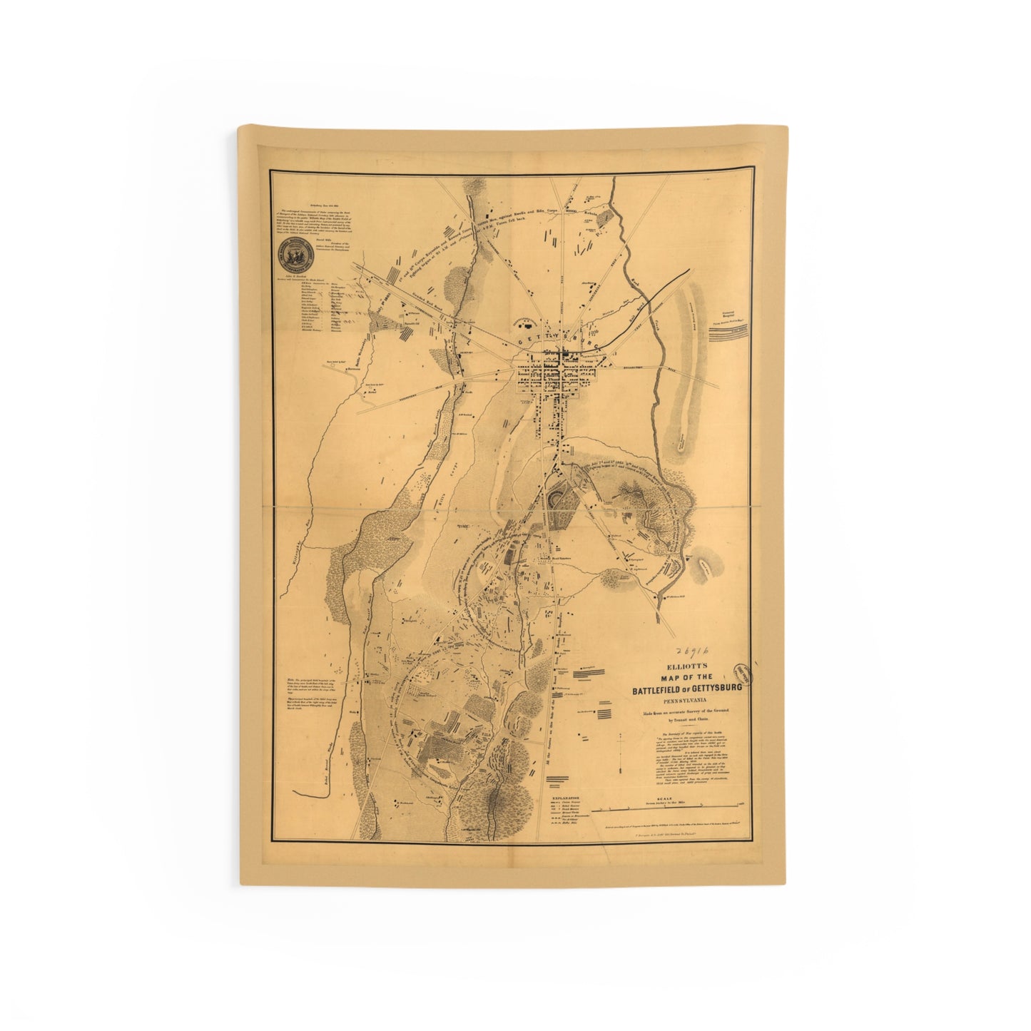 Tapesty - S. G. Elliott's Burial Map of the Gettysburg Battlefield