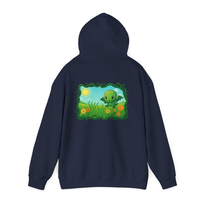 Kawaii Cthulhu Meadow Hoodie - Cute Eldritch Fleece Hooded Sweatshirt