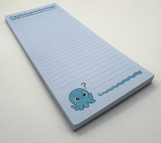 Front view: Cephaloponderings lined notepad.
